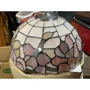 SALE !! Vintage Tiffany Style Mosaic Floral Acrylic Lamp Shade 12” Across